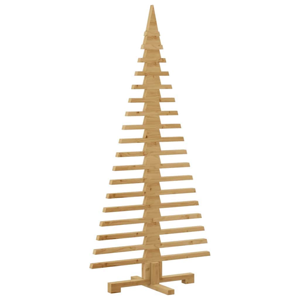 Minimalist Wooden Christmas Tree with Stand Brown 150cm Solid pine wood