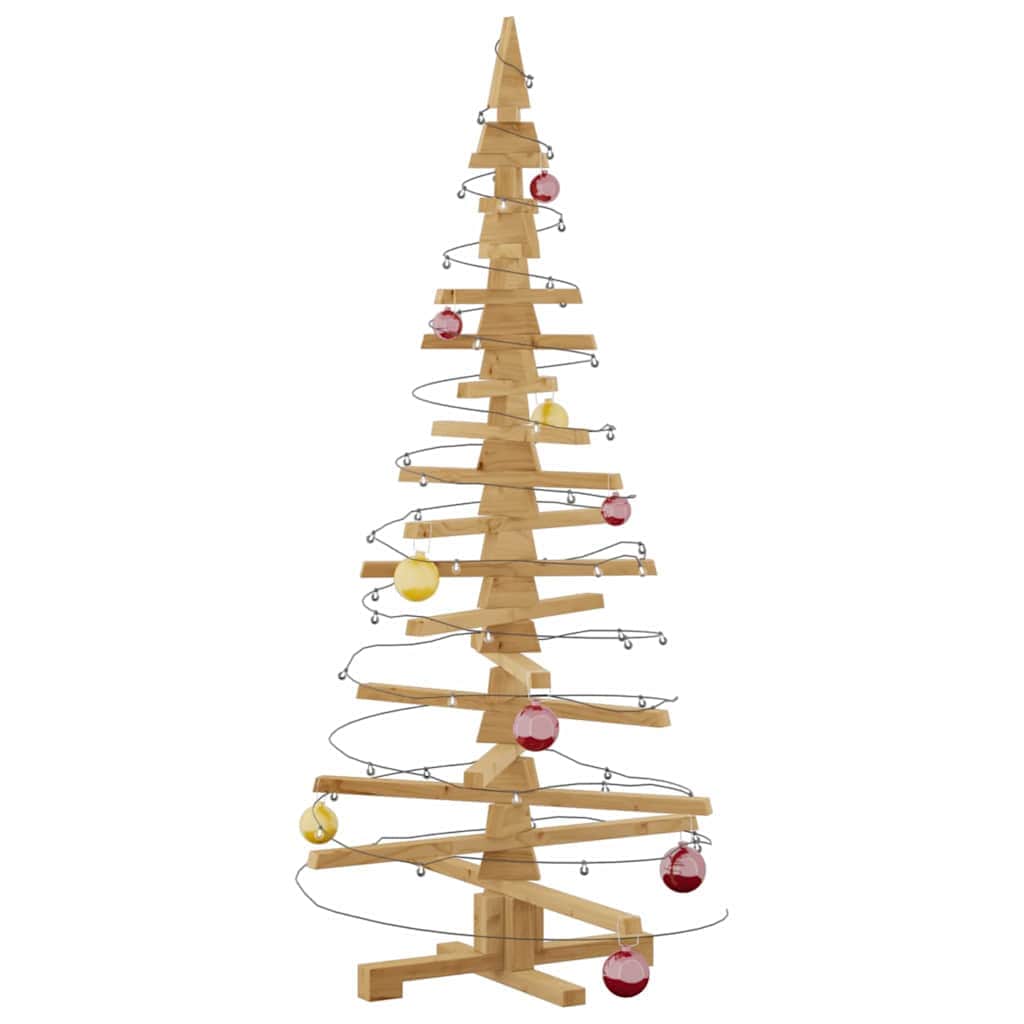 Minimalist Wooden Christmas Tree with Stand Brown 150cm Solid pine wood