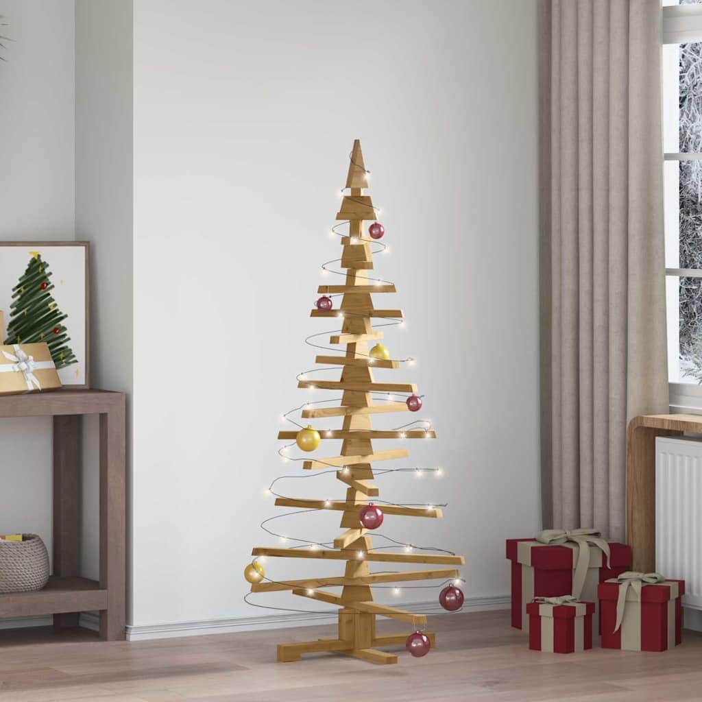 Minimalist Wooden Christmas Tree with Stand Brown 150cm Solid pine wood