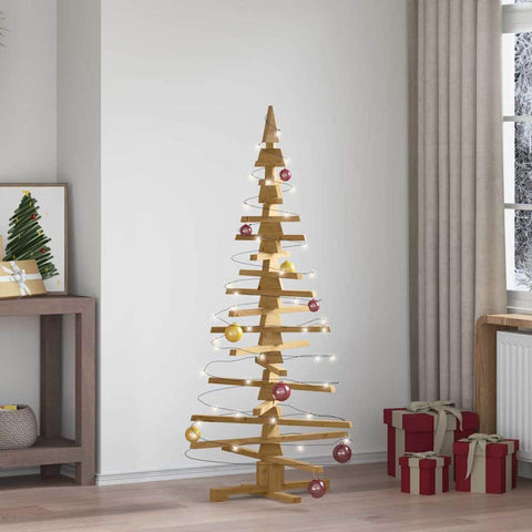 Minimalist Wooden Christmas Tree with Stand Brown 150cm Solid pine wood