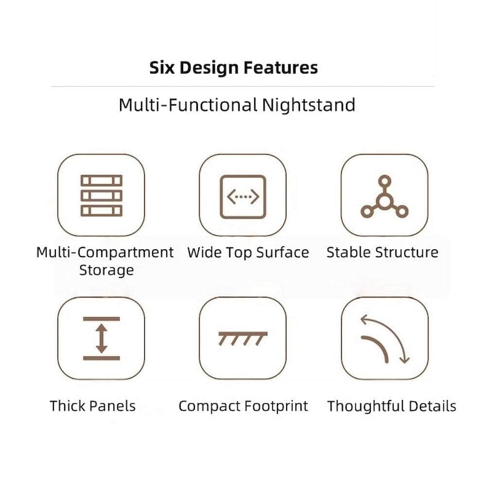 Minimalist Wooden Nightstand Multi-Functional Top Storage Natural Design