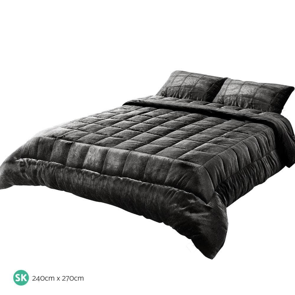 Mink Quilt Charcoal Super King