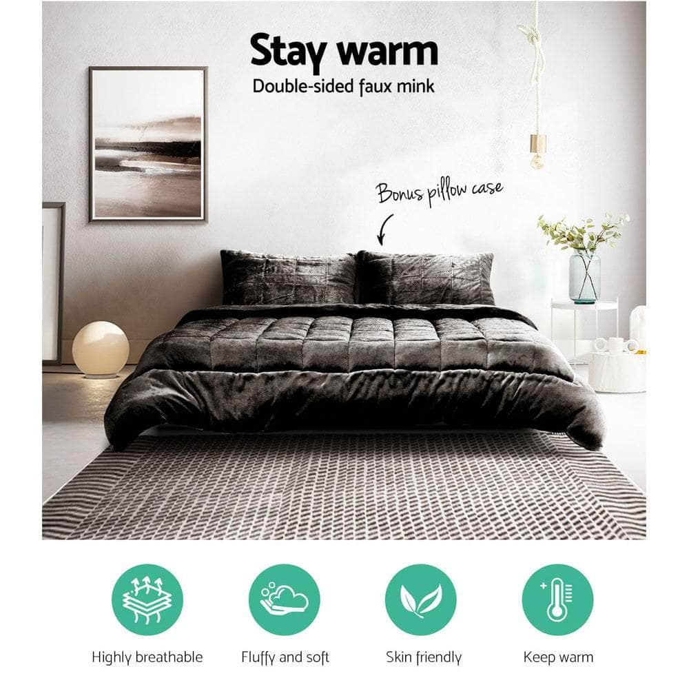 Mink Quilt Charcoal Super King