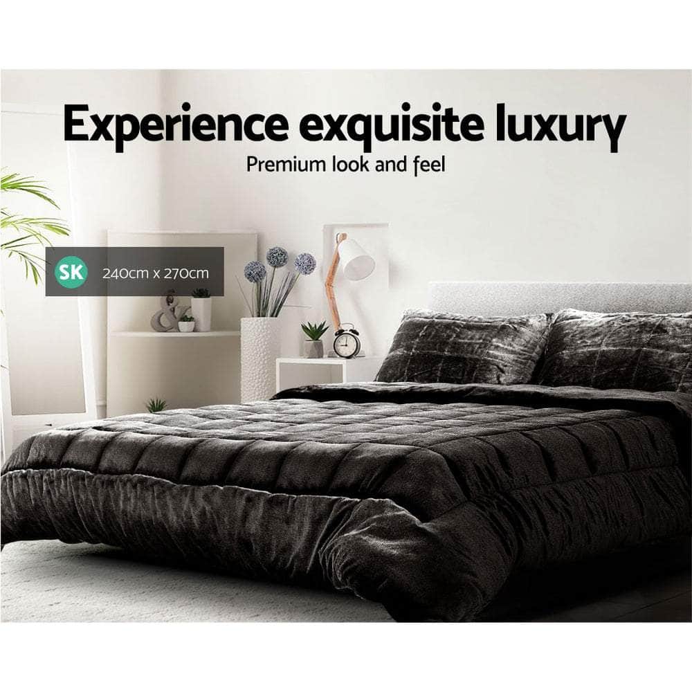 Mink Quilt Charcoal Super King
