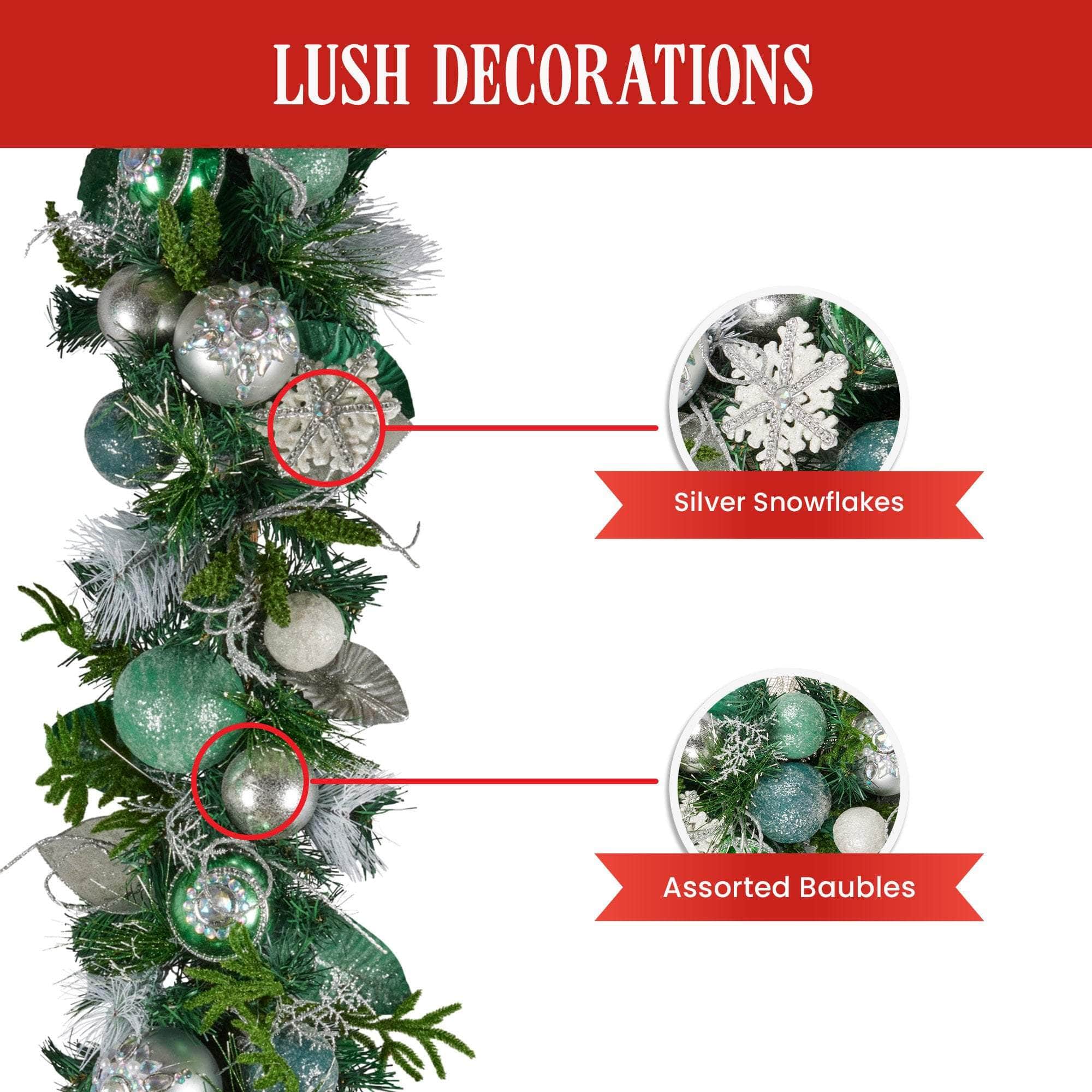 Mint Luxe Christmas Garland - 185cm | 185Cm