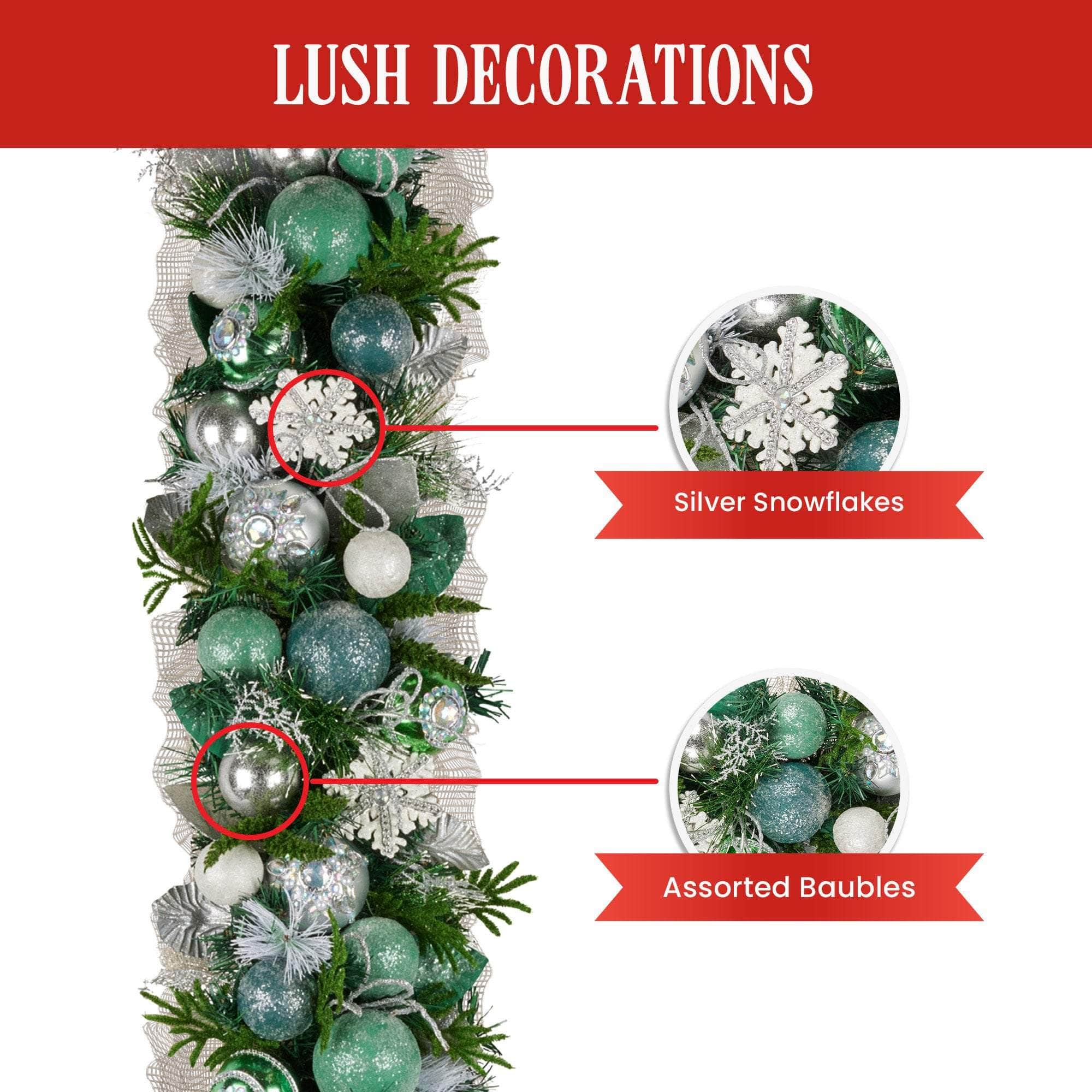 Mint Luxe Christmas Garland - 274cm