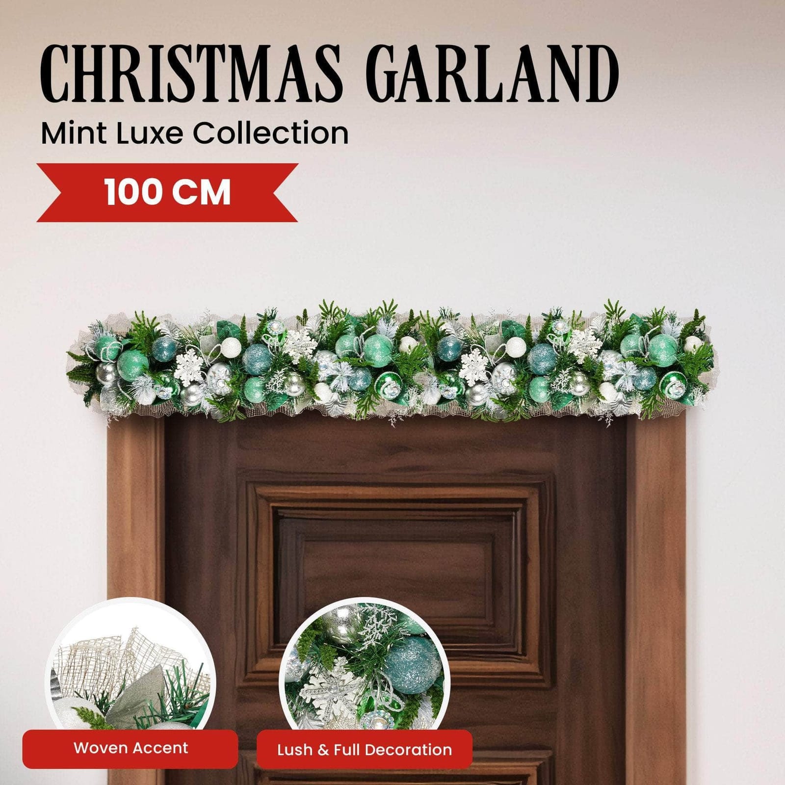 Mint Luxe Christmas Garland - 100cm with 100Cm