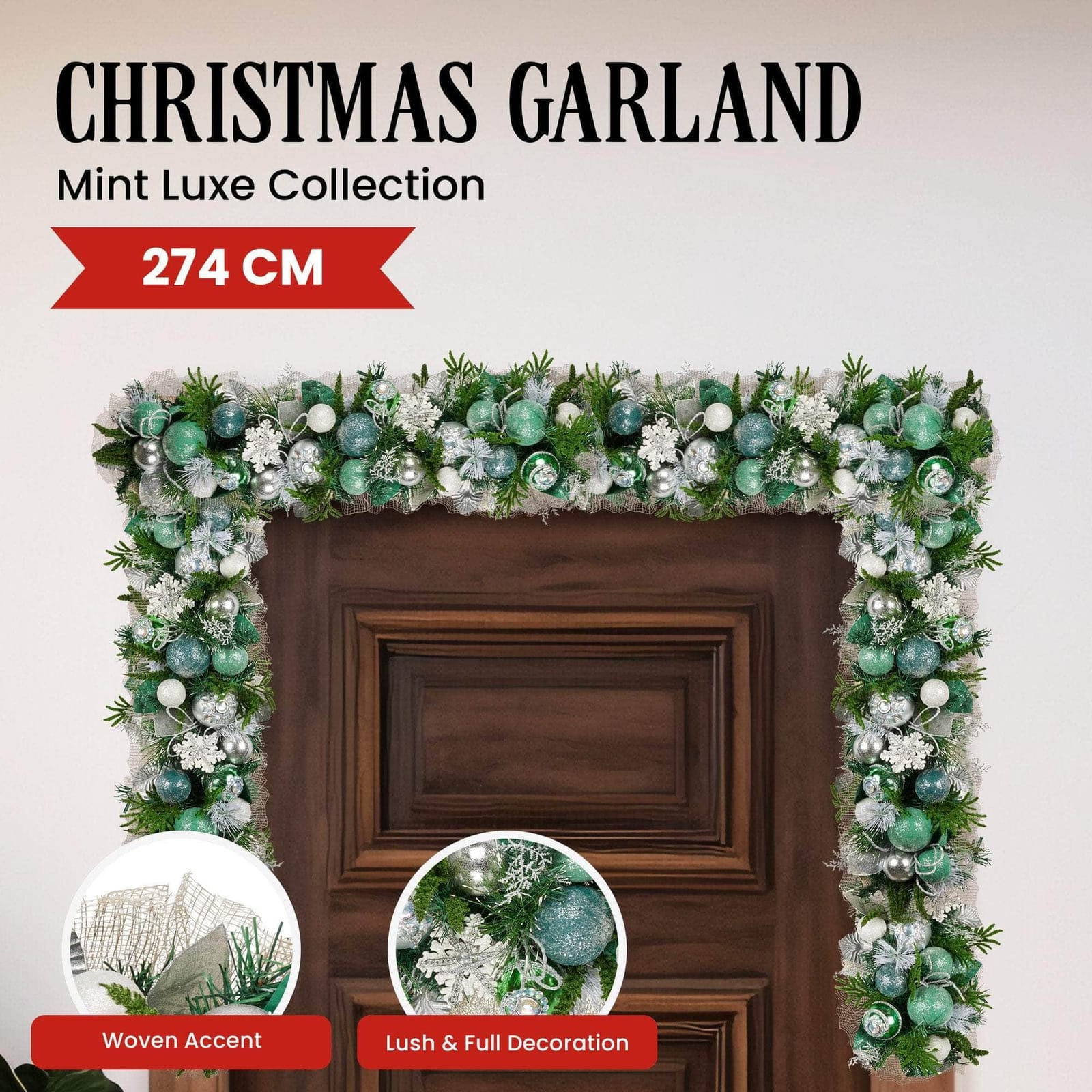 Mint Luxe Christmas Garland - 274cm - dsd