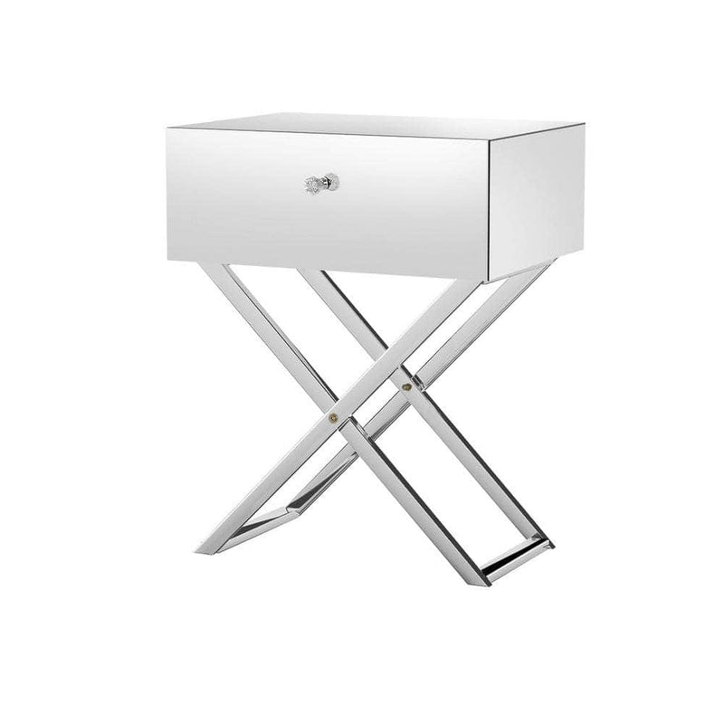 Mirrored Bedside Table Drawers Side Table Storage