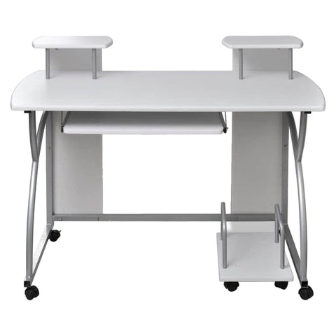 Mobile Computer Desk Pull Out Tray White Office Student Table