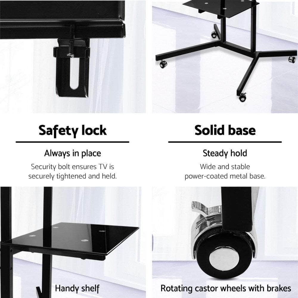Mobile Tv Stand (32"-65") Mount Bracket Portable Trolley Cart