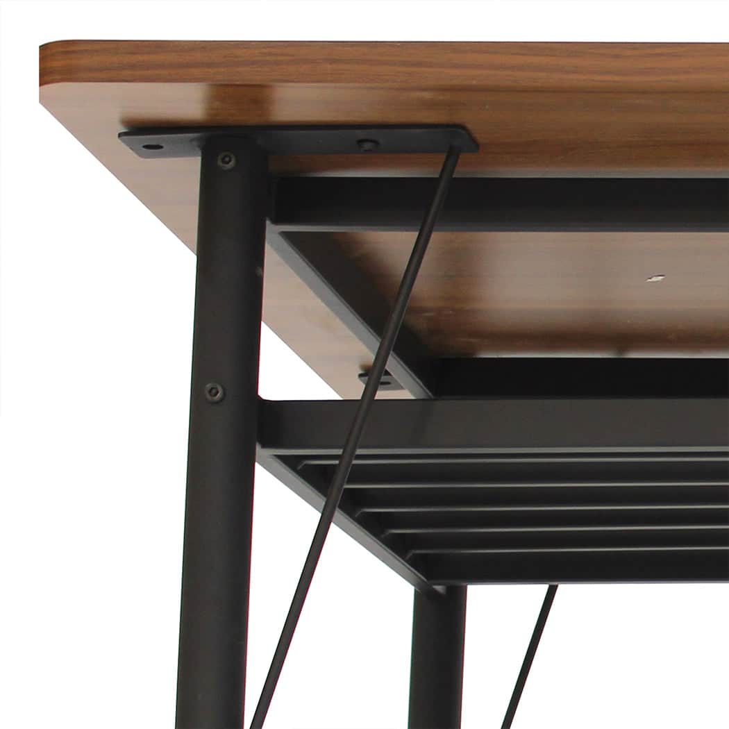 Modern 1x Dining Table +1x Bench Set Steel Home Kitchen Farmhouse