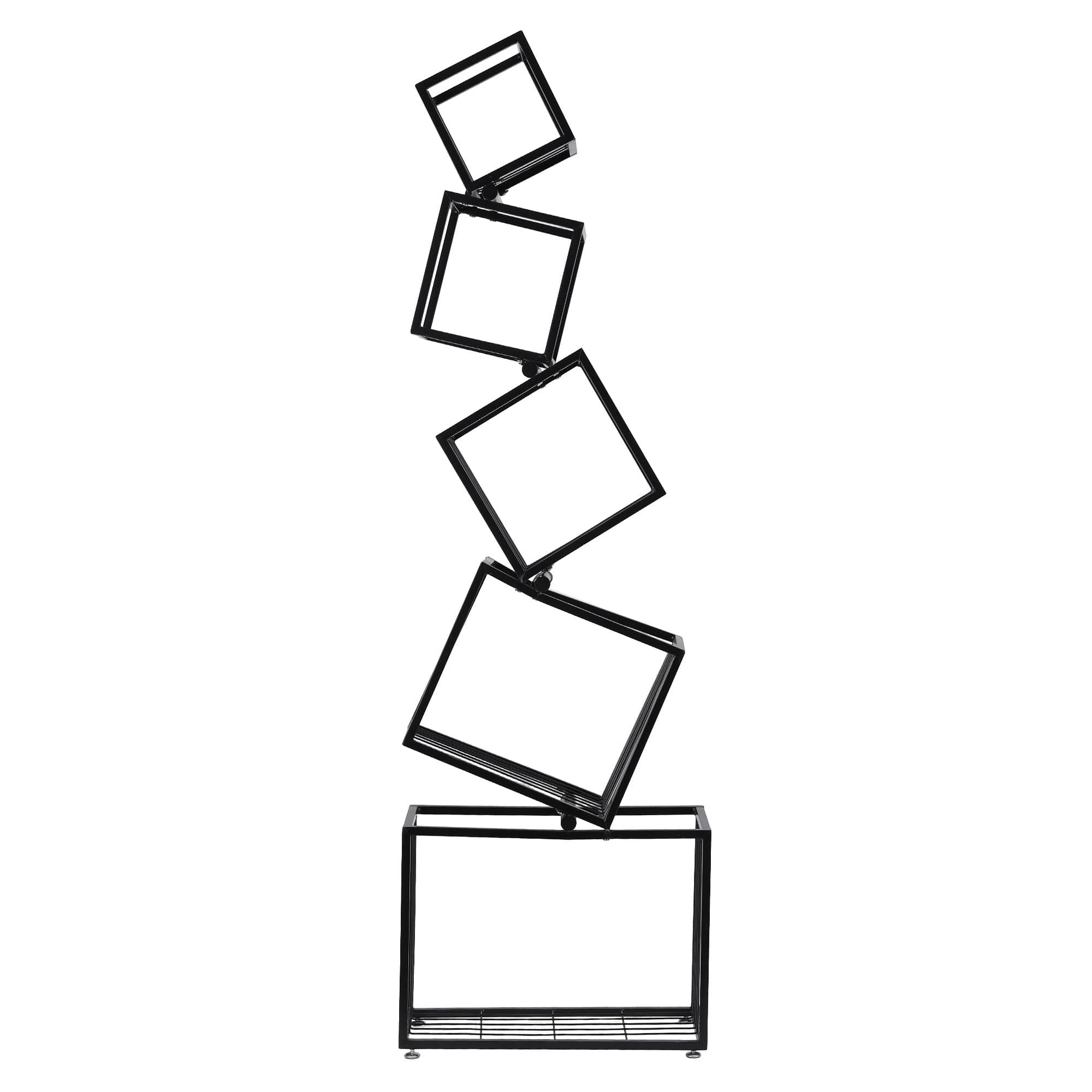 Modern 5-Tier Geometric Bookshelf Metal Display Shelf Black 181cm