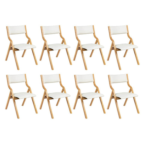 Modern 8x Dining Chairs Foldable PU Beige  Multipurpose Use