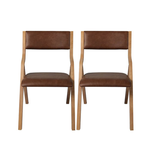 Modern 8x Dining Chairs Foldable PU Tan  Easy Assembly Classic