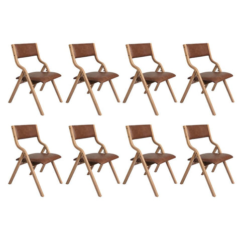 Modern 8x Dining Chairs Foldable PU Tan  Easy Assembly Classic