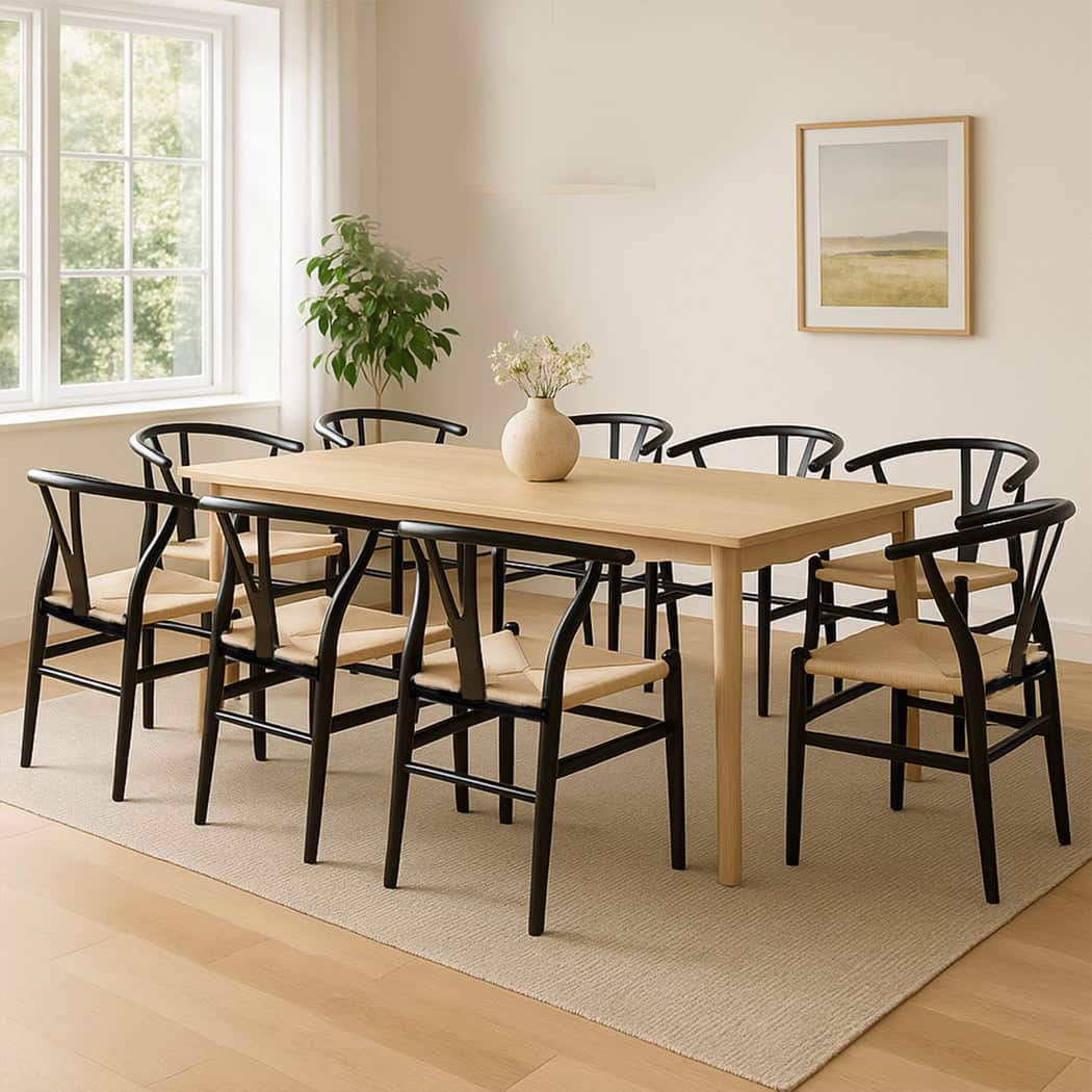 Modern 8x Dining Chairs Wooden Hans Black  Durable Frame Classic