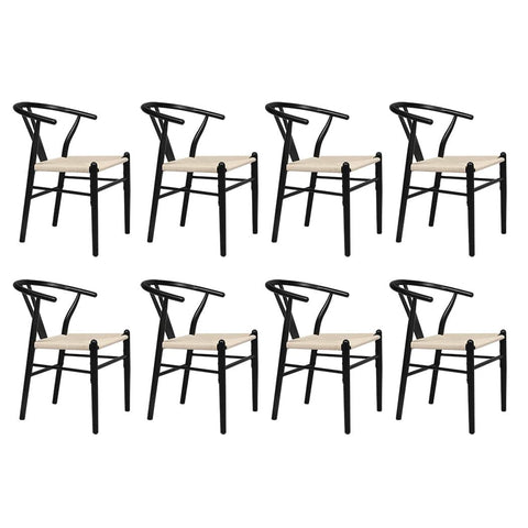 Modern 8x Dining Chairs Wooden Hans Black  Durable Frame Classic
