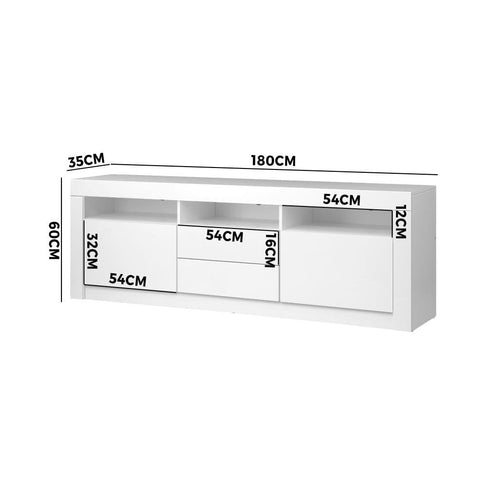 Modern and Stylish White Entertainment Unit Stand with RGB LED - 180CM