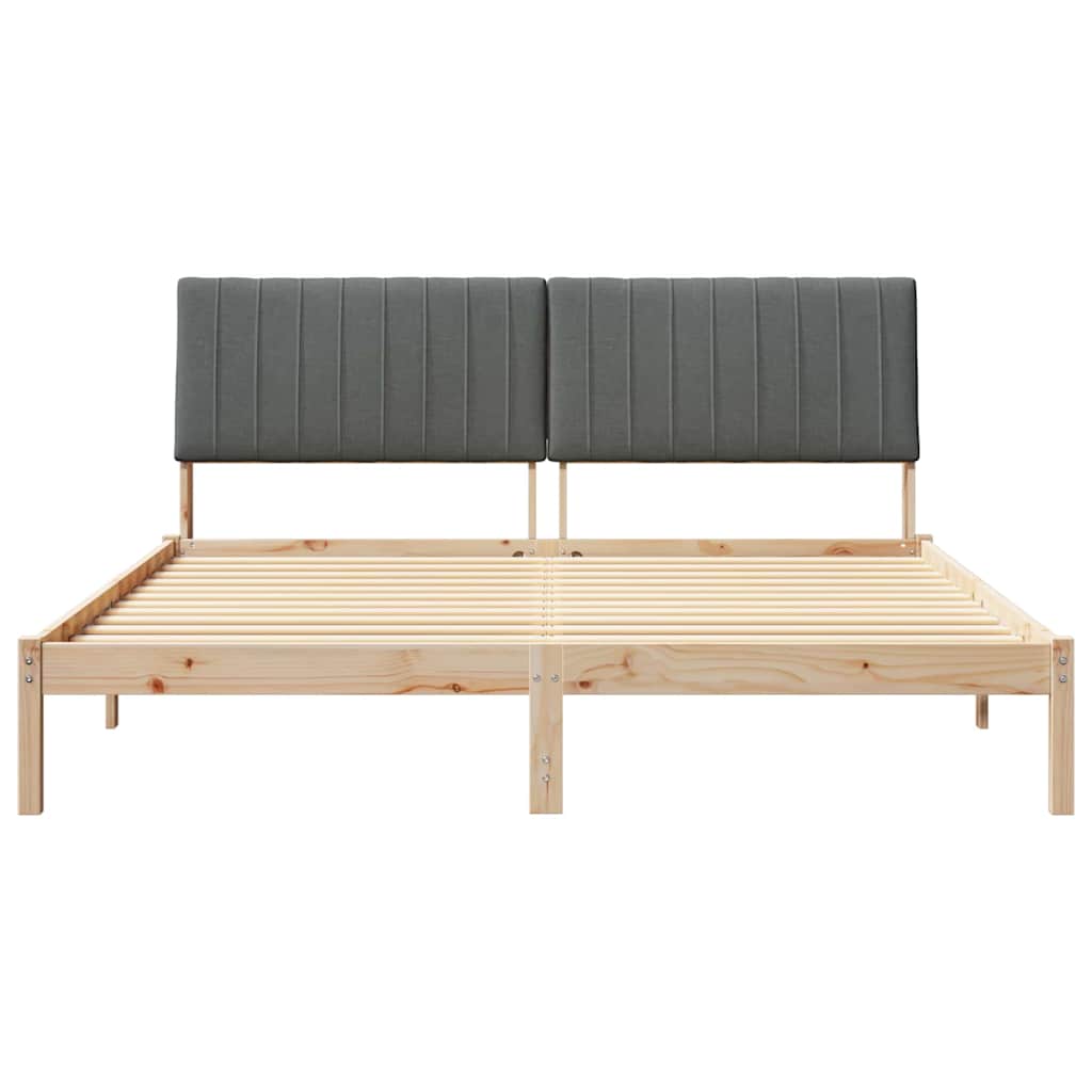 Modern Bed Frame with Headboard Brown Solid Pine Wood - High Quality