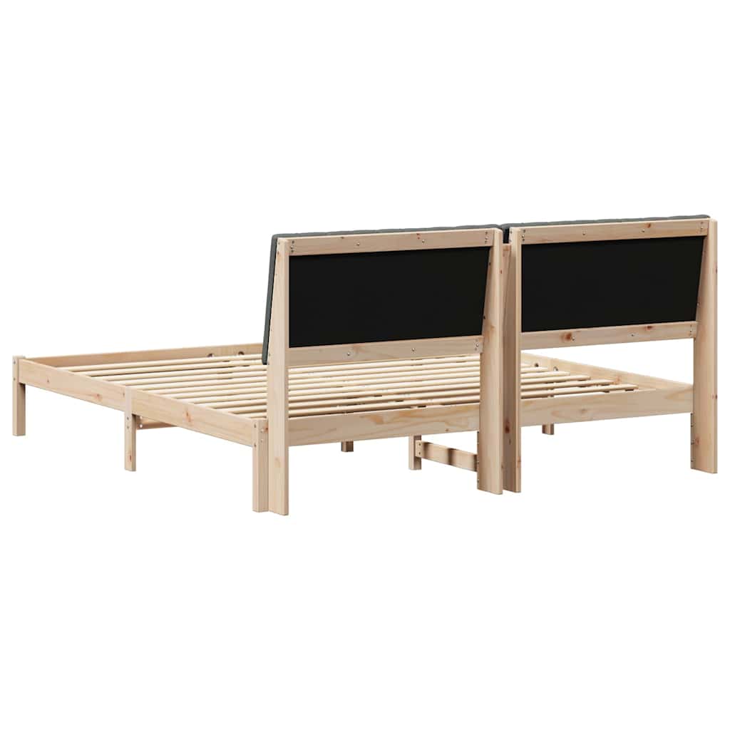 Modern Bed Frame with Headboard Brown Solid Pine Wood - High Quality