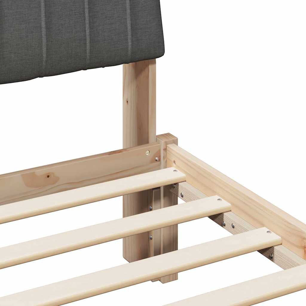 Modern Bed Frame with Headboard Brown Solid Pine Wood - High Quality