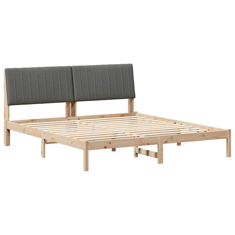 Modern Bed Frame with Headboard Brown Solid Pine Wood - High Quality
