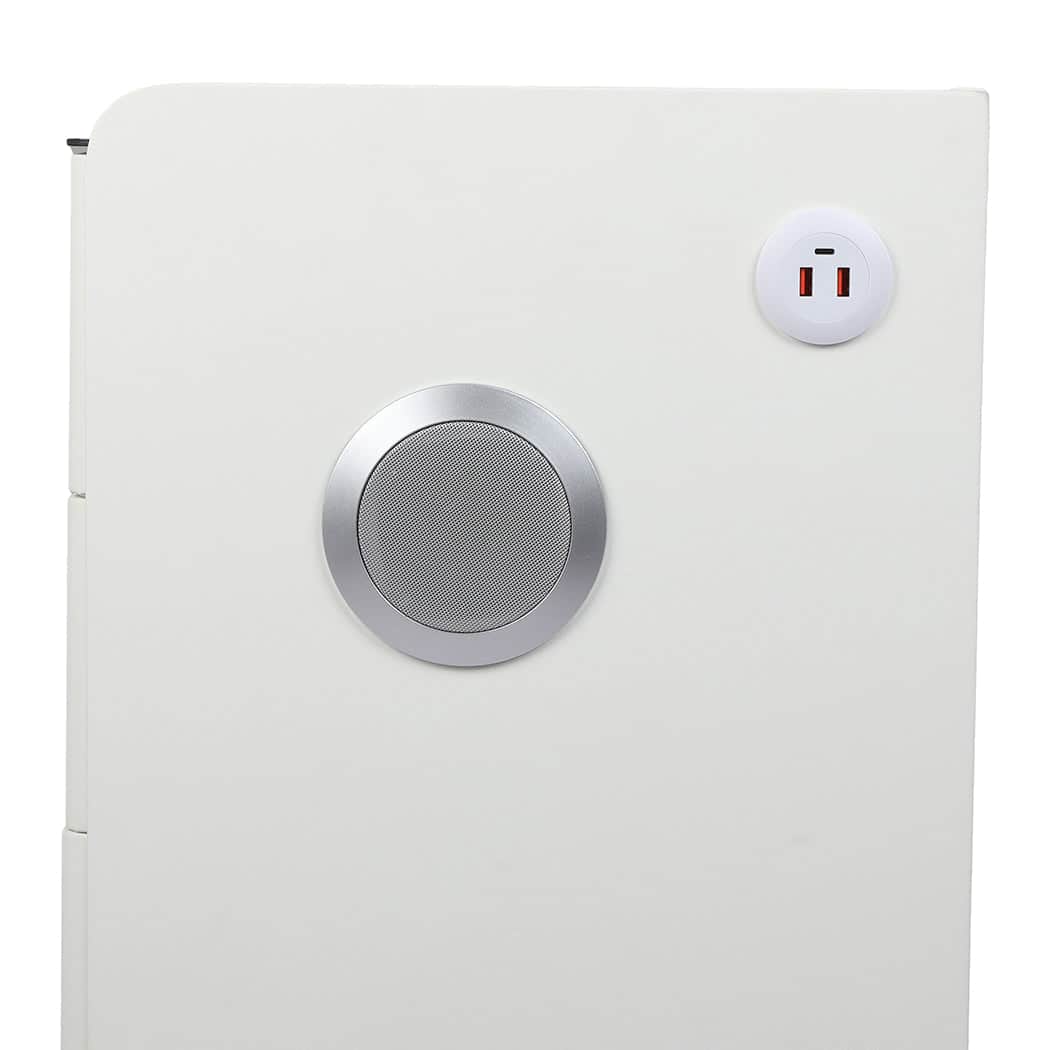 Modern Bedside Table LED Lights Drawers Storage  Space-Saving Design