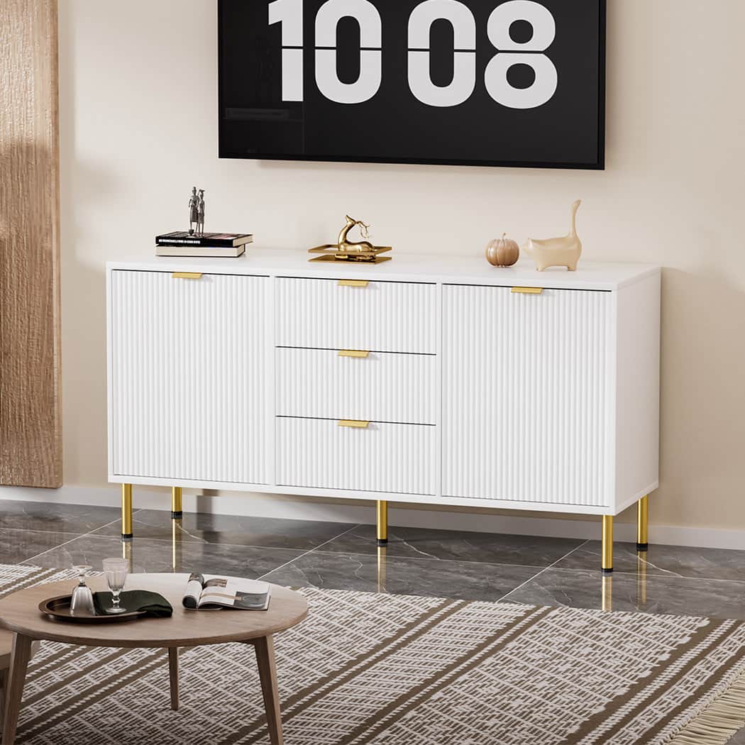 Modern Buffet Sideboard  Wood Finish Classic Durable Compact