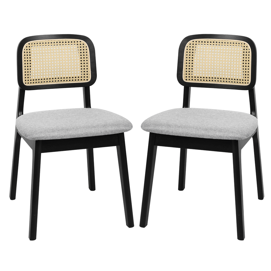 Modern Dining Chair Wood Rattan Armless Black x4  Premium Quality