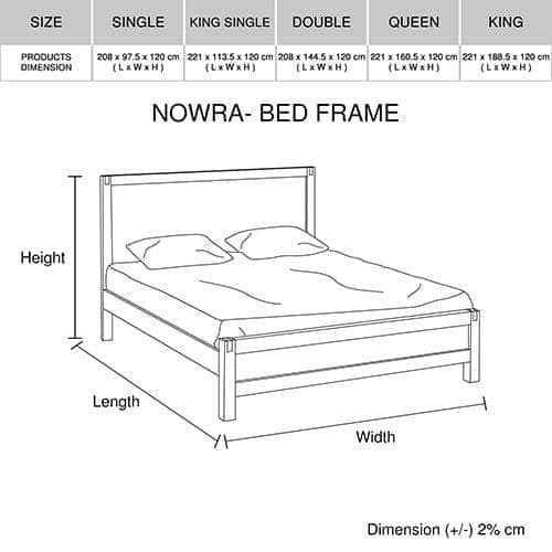 Modern Double Bed Frame in Solid Acacia Wood - Oak