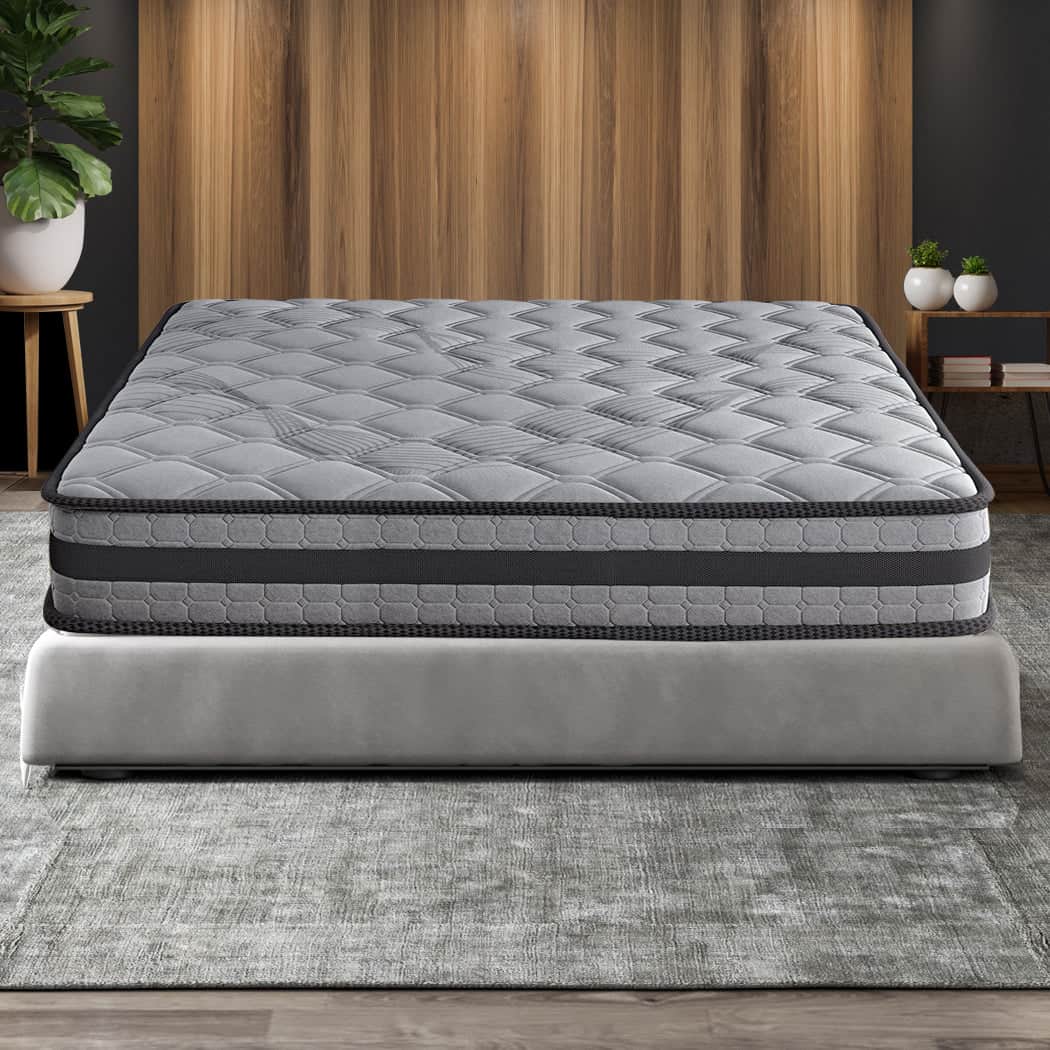 Modern Double Spring Mattress Grey Medium Firm  Scandi Inspired