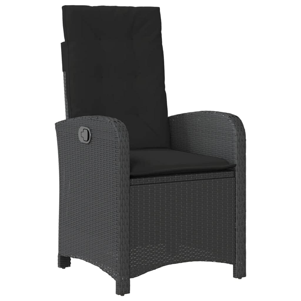 Modern Elegance: 3-Piece Outdoor Dining Black Poly Rattan with Cushions