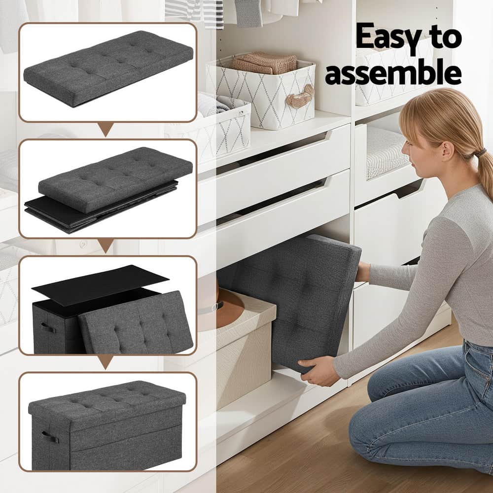 Modern Foldable Storage Ottoman Foot Stool Comfortable Home Seating