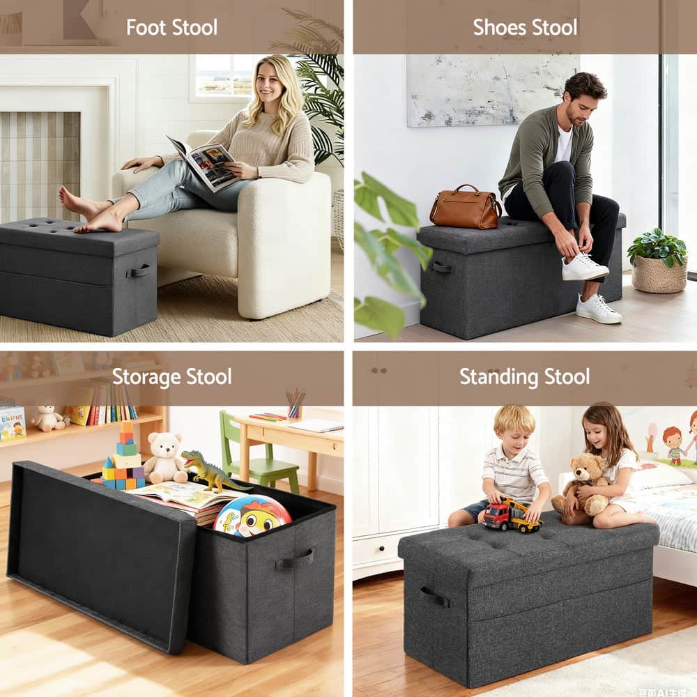 Modern Foldable Storage Ottoman Foot Stool Comfortable Home Seating