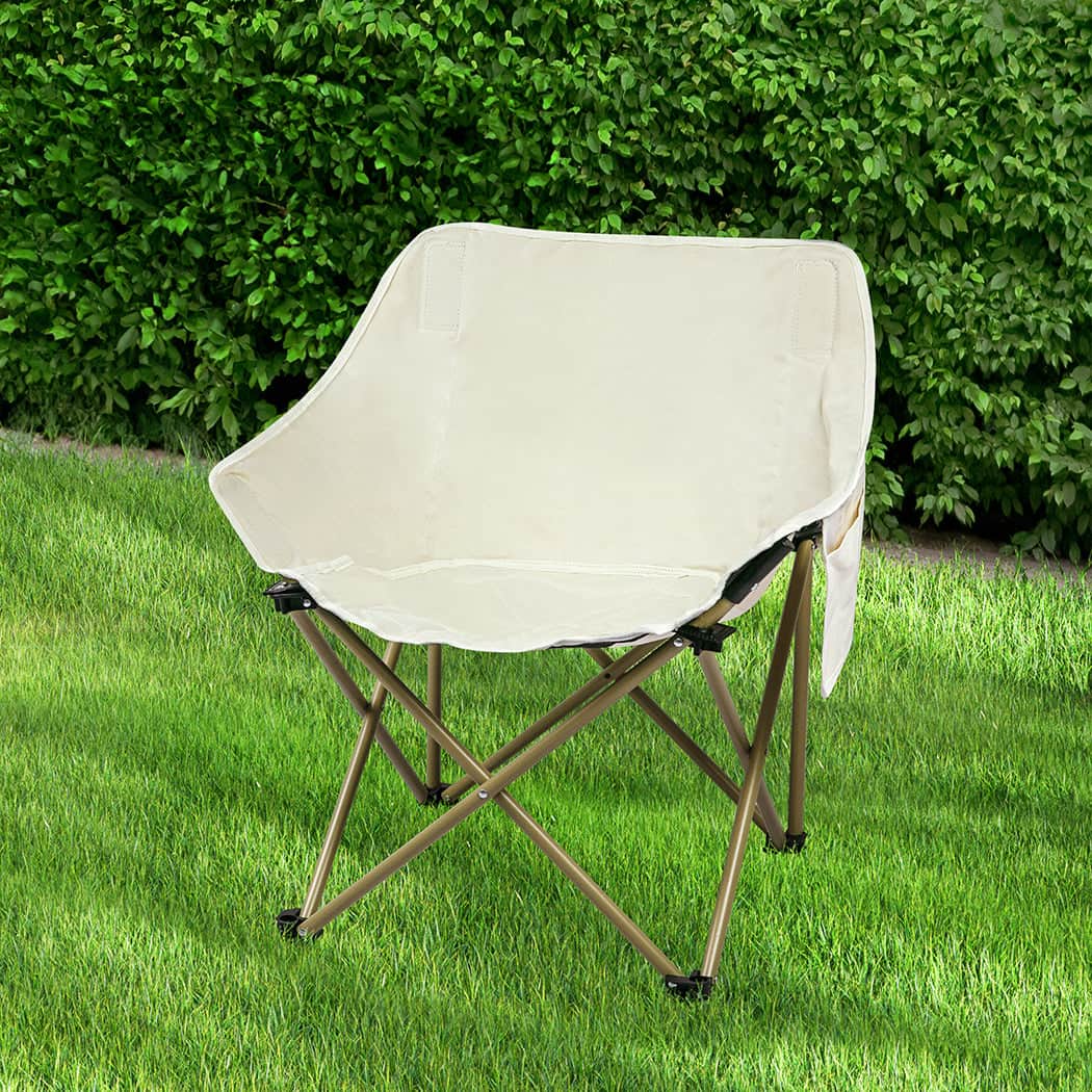 Modern Folding Camping Moon Chair Lightweight Beige  Foldable