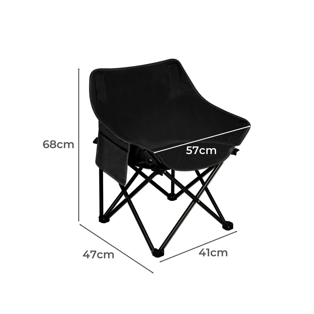 Modern Folding Camping Moon Chair Lightweight Black  Soft Cushion