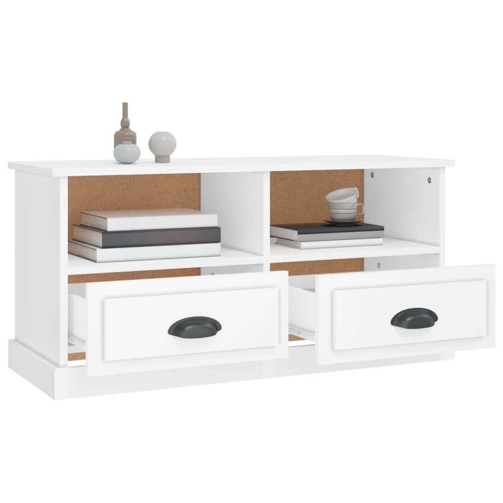 Modern Functionality: White Engineered Wood TV Cabinet