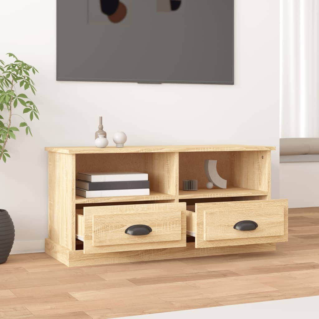 Modern Functionality: White Engineered Wood TV Cabinet