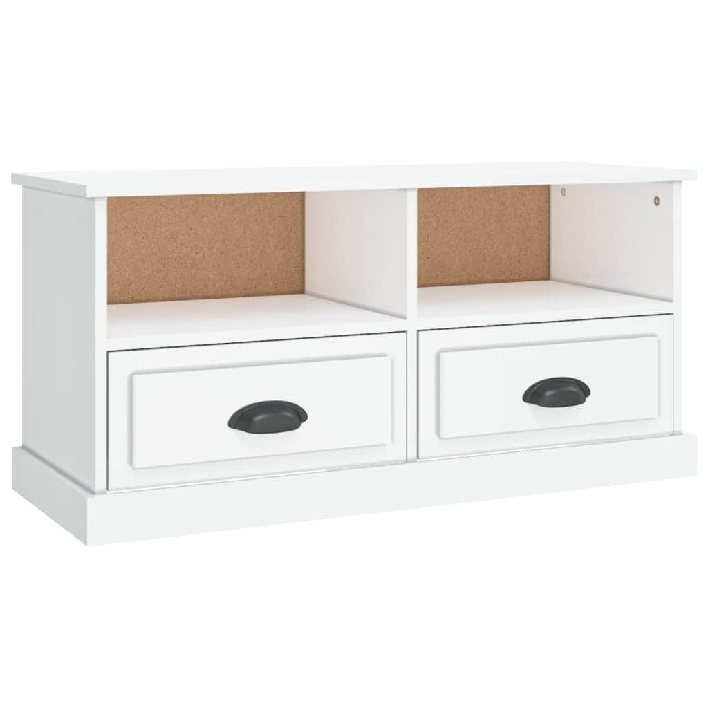 Modern Functionality: White Engineered Wood TV Cabinet