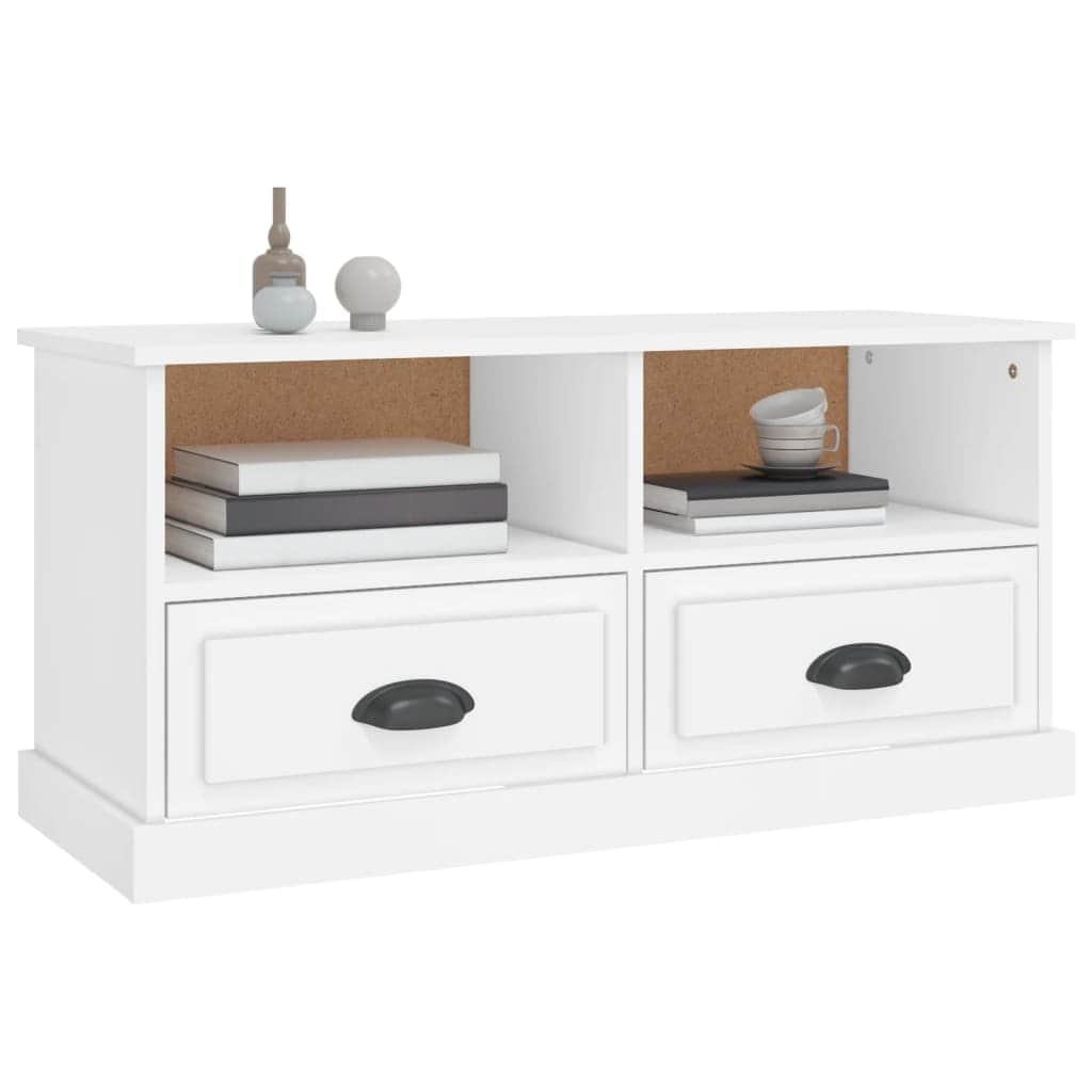 Modern Functionality: White Engineered Wood TV Cabinet