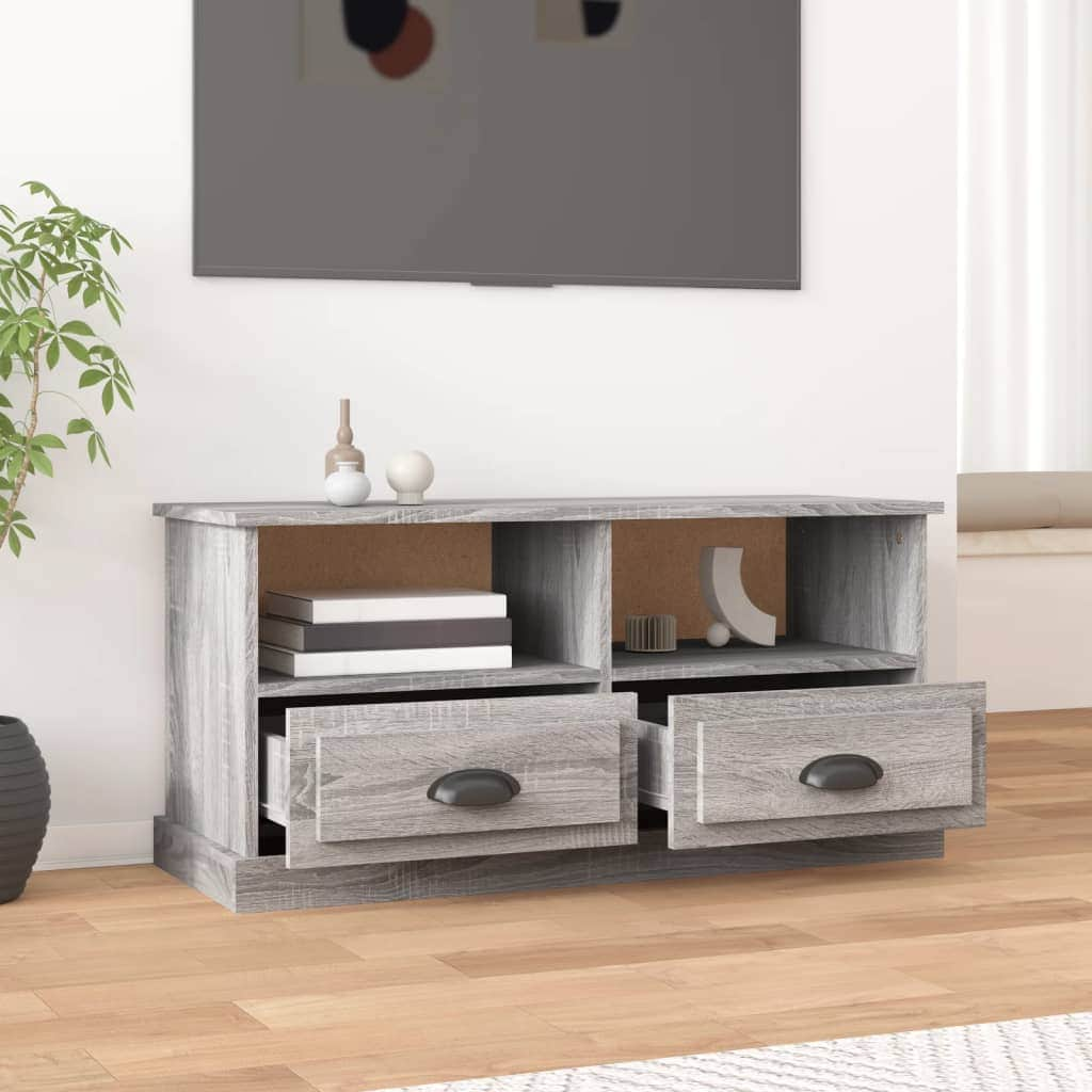 Modern Functionality: White Engineered Wood TV Cabinet