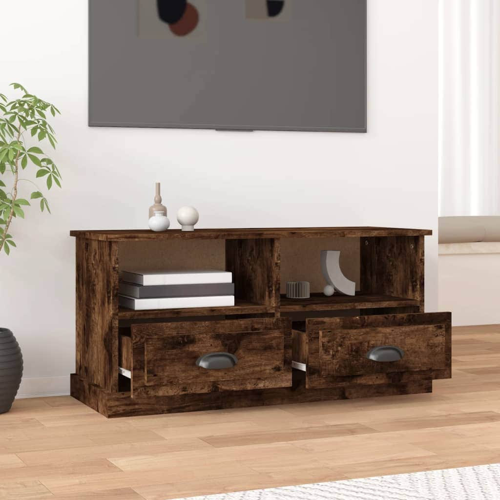 Modern Functionality: White Engineered Wood TV Cabinet