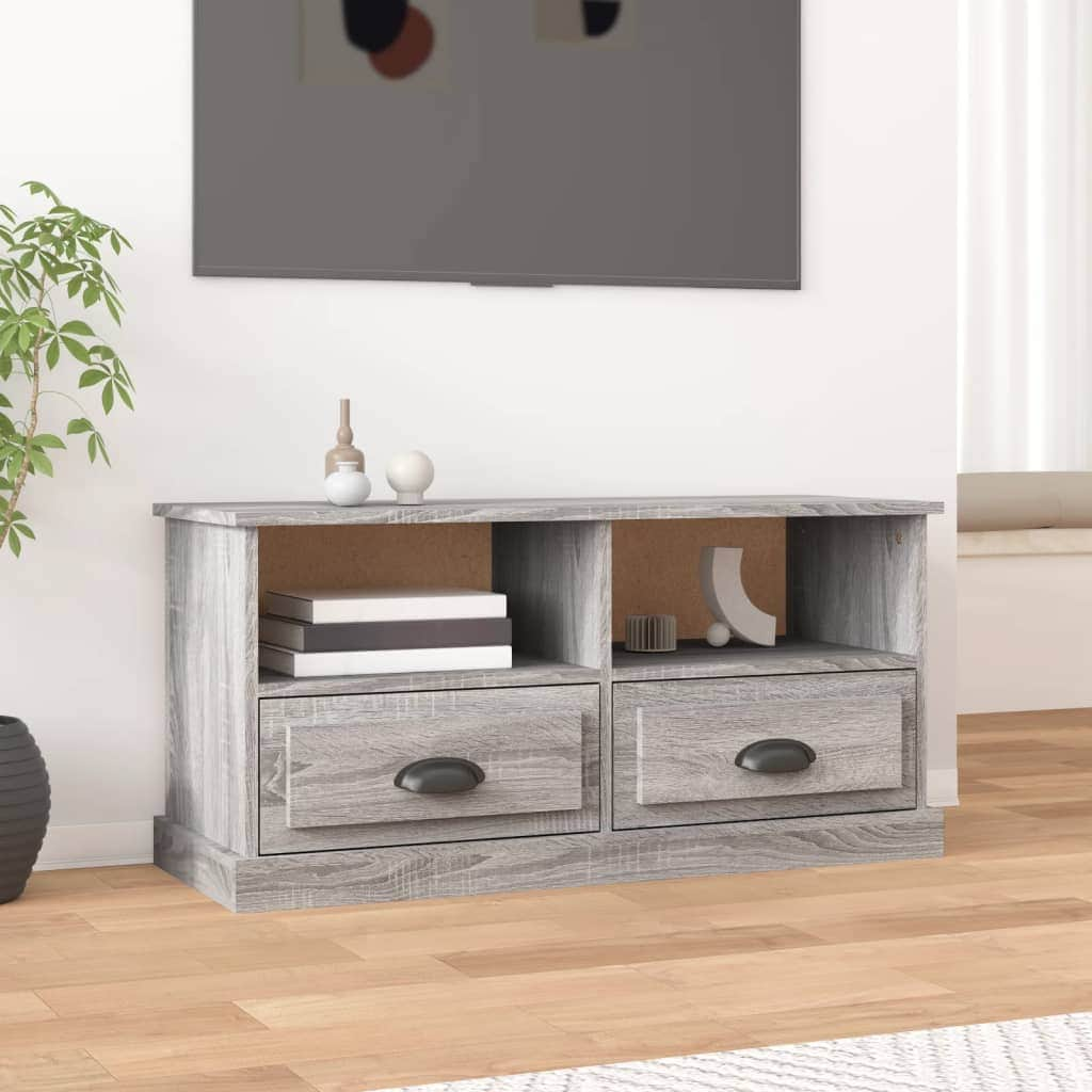 Modern Functionality: White Engineered Wood TV Cabinet