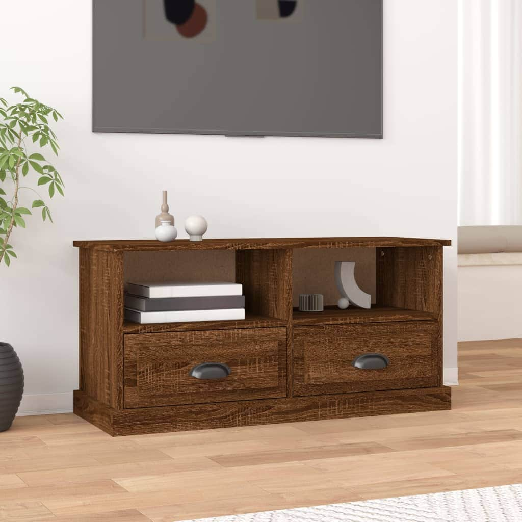 Modern Functionality: White Engineered Wood TV Cabinet