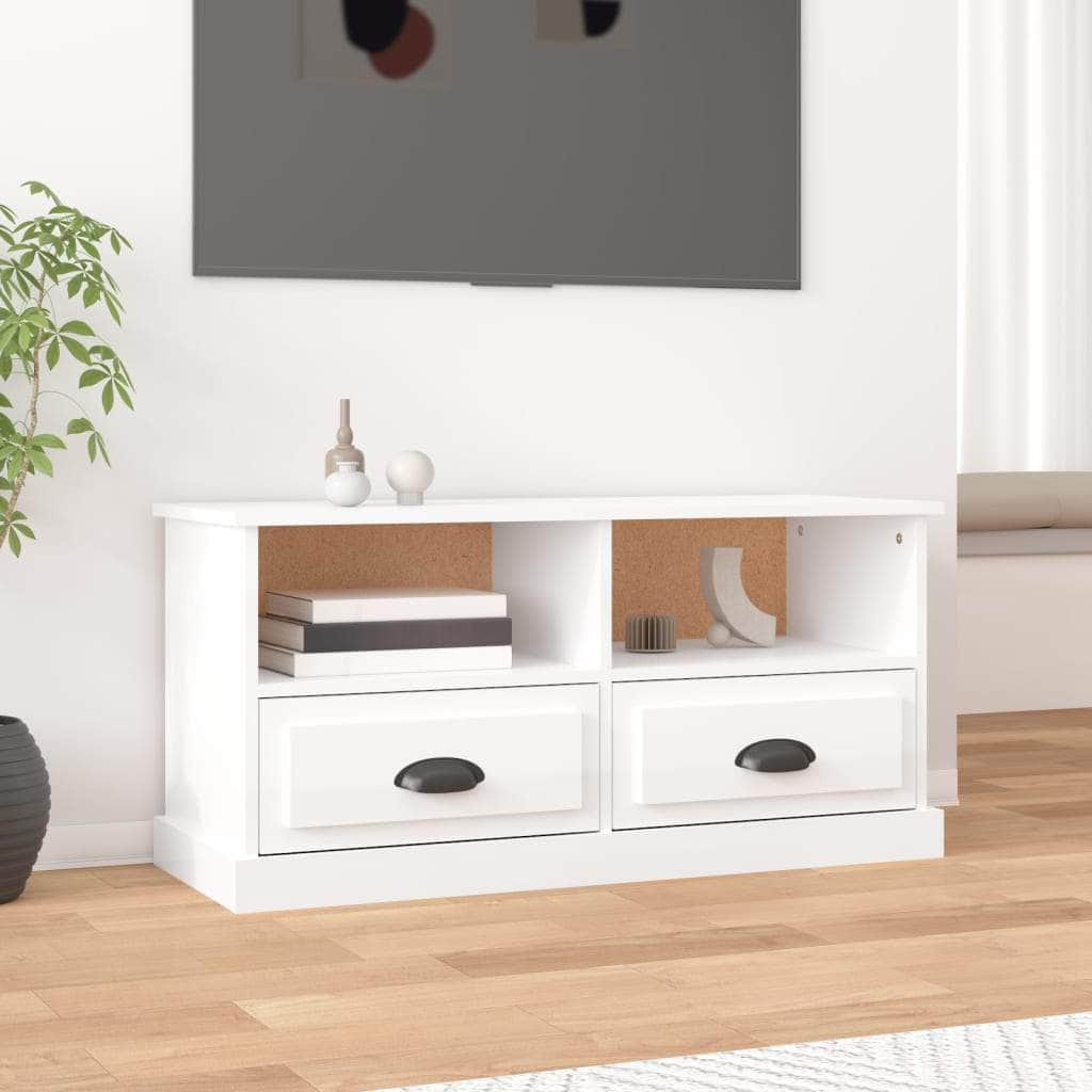 Modern Functionality: White Engineered Wood TV Cabinet