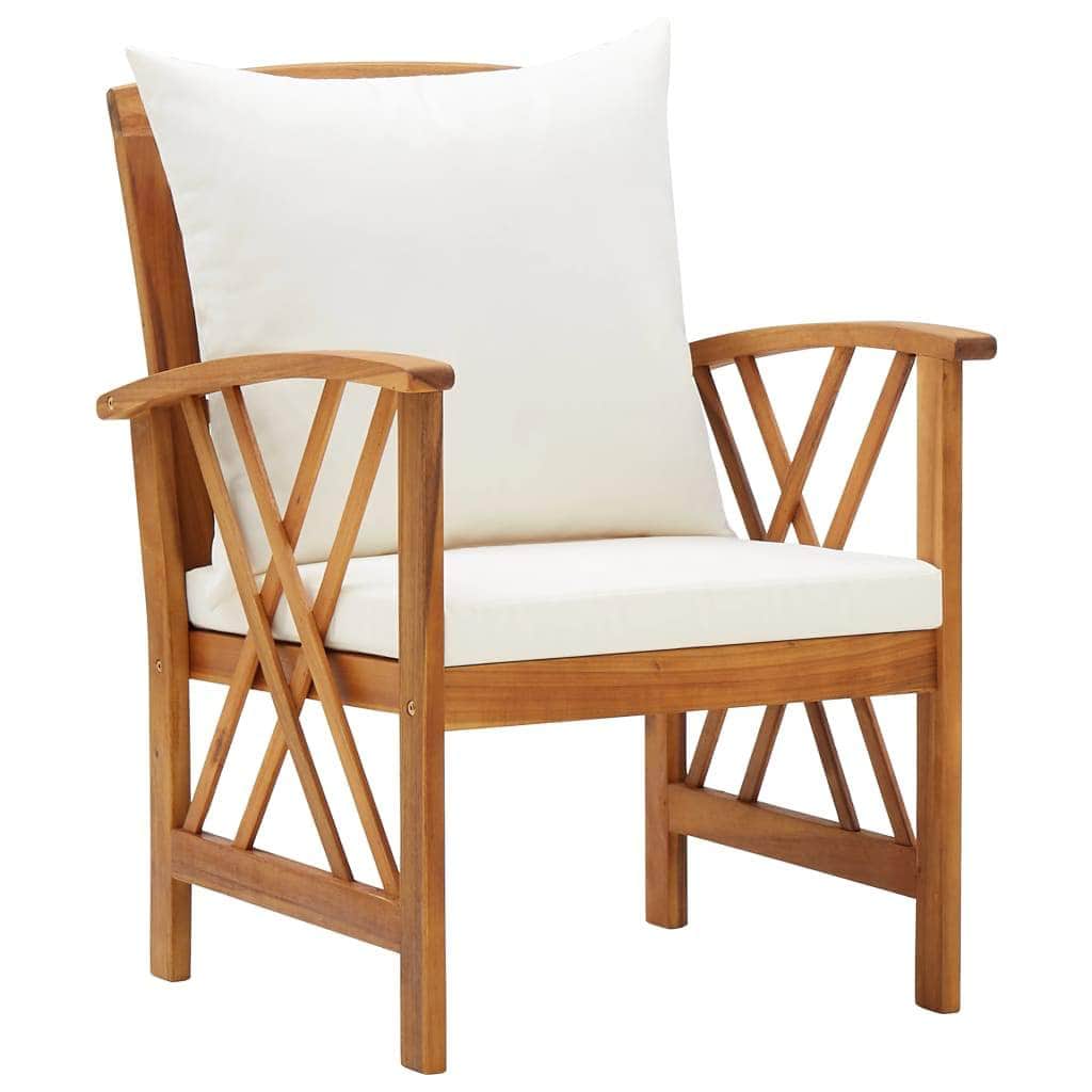 Modern Garden Chairs with Cushions 2 pcs Solid Acacia Wood