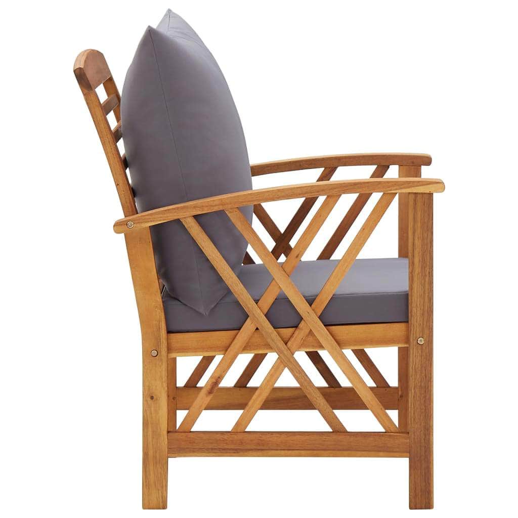 Modern Garden Chairs with Cushions 2 pcs Solid Acacia Wood