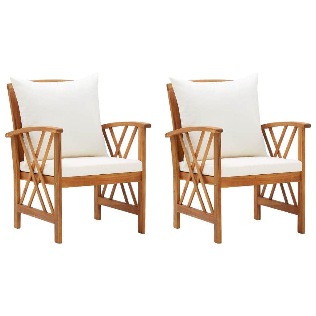 Modern Garden Chairs with Cushions 2 pcs Solid Acacia Wood