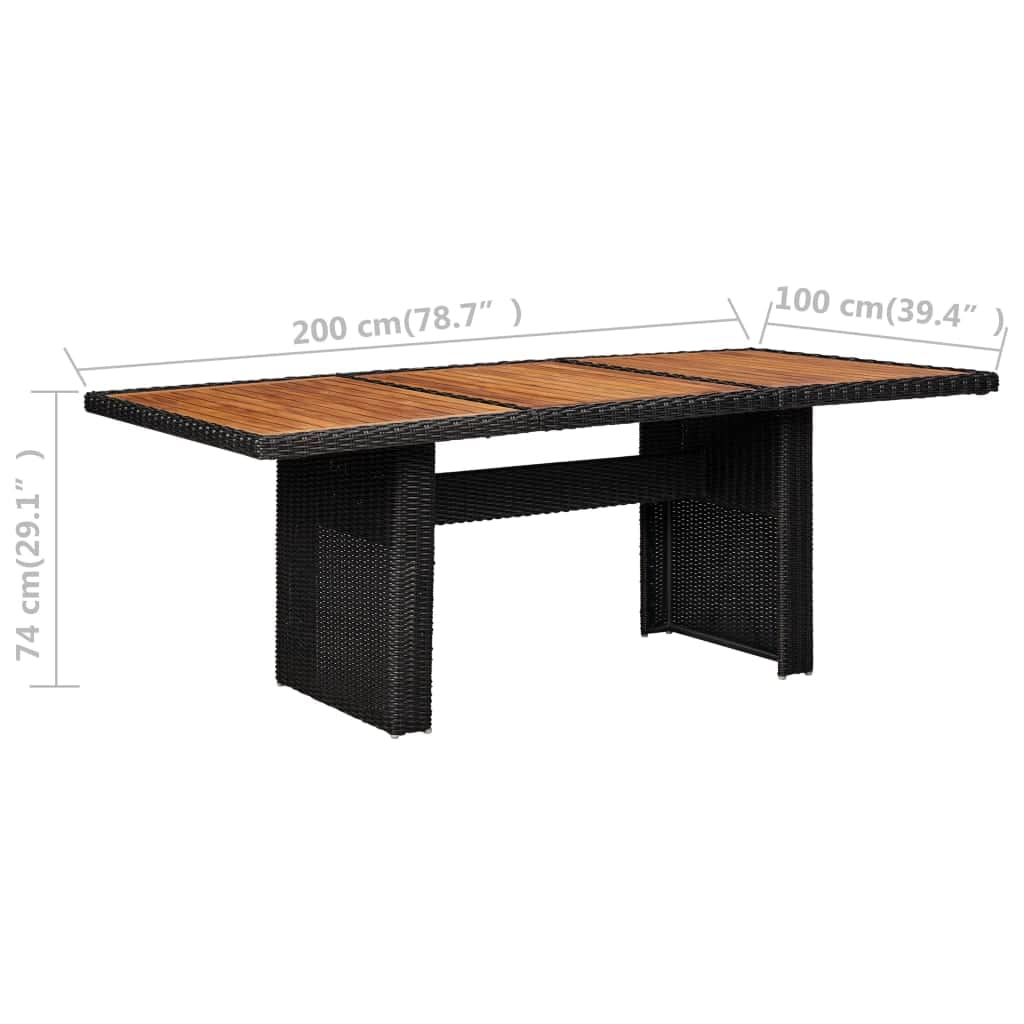 Modern Garden Dining Table Black 200x100x74 Daily Living Essential Boho